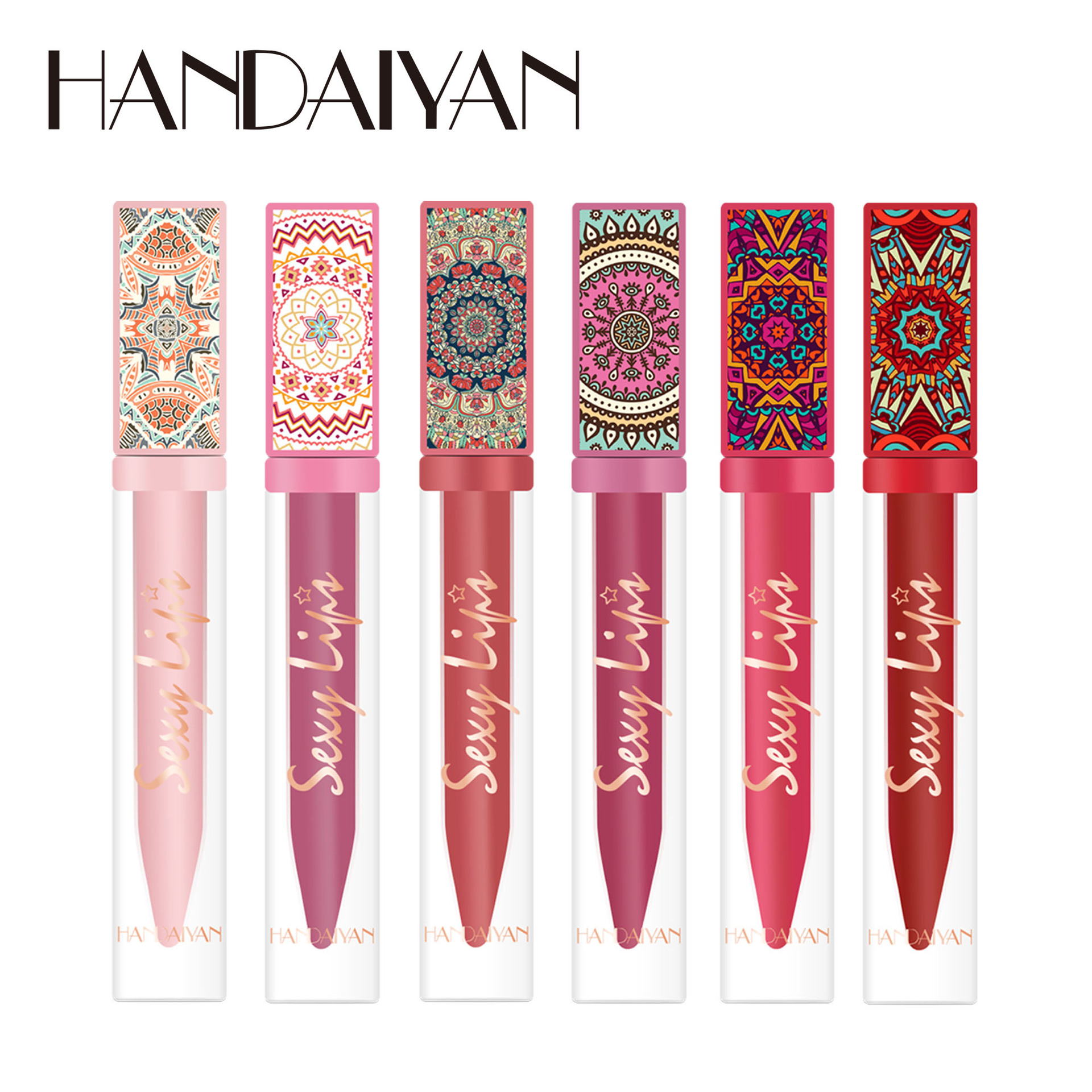 Cross-border handaiyan Lipstick 6-color lip gloss set, long-lasting waterproof non-stick cup, matte lip gloss makeup wholesale Item Picture