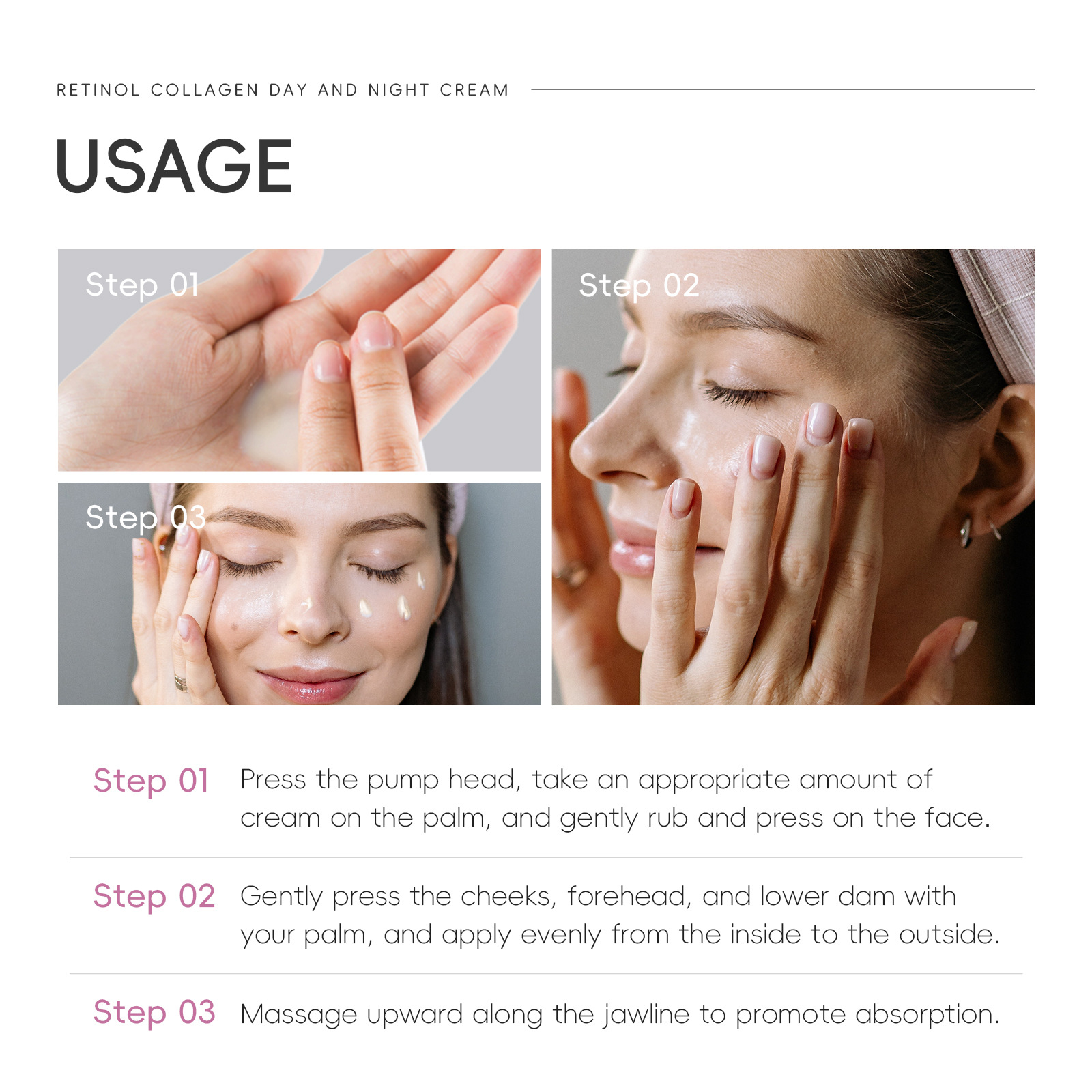 Cross-border QUIYUM Retinol Collagen Day and Night Cream 50g English Hydrating Moisturizing Cream manufacturer Application Scenario