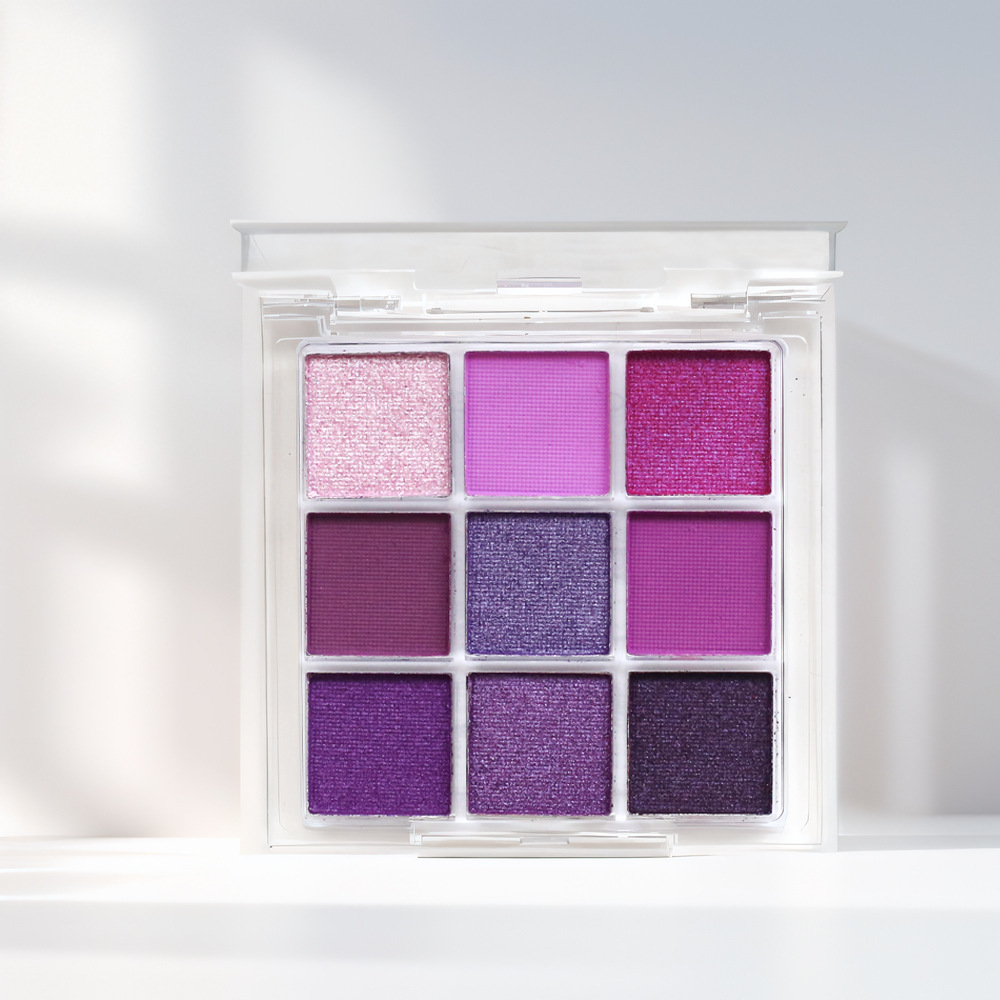 Purple eyeshadow 9-color smoke violet stage makeup pearlescent matte 9-grid color eyeshadow palette details Picture