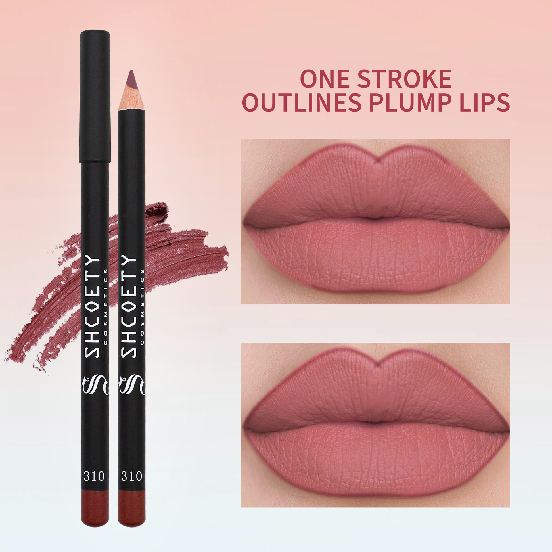 European and American cross-border beauty multi-color lipstick lip pens that do not fade, double-headed pink lip liner pens, wholesale of foreign trade cosmetics Specification drawing