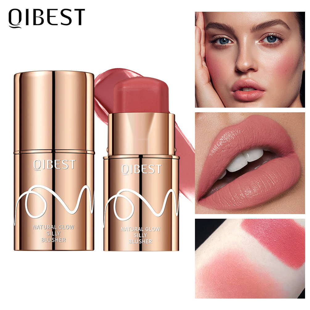 QiBest Cross-border Smooth Blush Stick Brightening and Coloring Blush Stick Rouge Pen Blush Strip Cream Blush Stick full figure