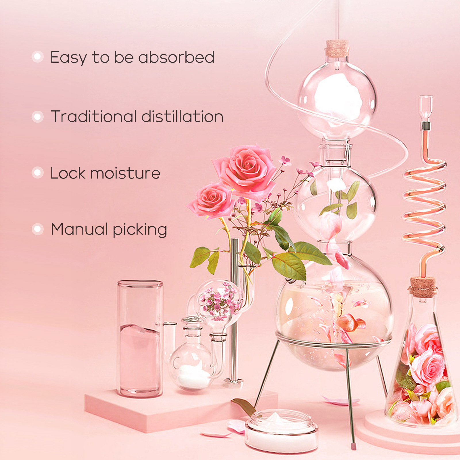Wholesale of cross-border QUIYUM Damascus rose hydrosol wet compress hydrating, Moisturizing and brightening toner in stock from the manufacturer details Picture
