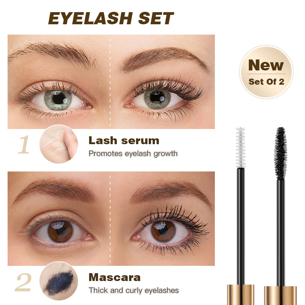 QIBEST Cross-border Eyelash Set: Long, thick, curly, non-smudge, waterproof, styling, eyelash care liquid, and makeup Specification drawing