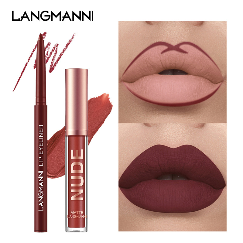 Langmanni 12-piece lip gloss set 6+6 Lip gloss and Lip liner pen combination Non-stick cup matte lip gloss Application Scenario