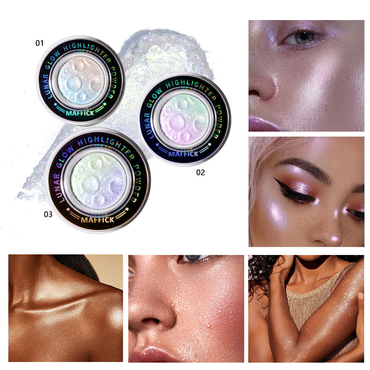 Cross-border MF374 Planet High-gloss Powder brightens the entire body, making the high-gloss powder look natural and three-dimensional Specification drawing