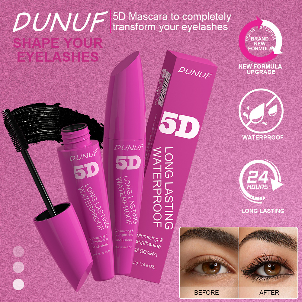 DUNUF 5D Long-lasting Waterproof Thick and Long Mascara is not prone to smudging or curling. Please check it out! Disclaimer Specification drawing