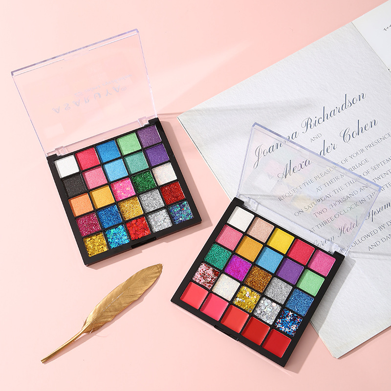 25-color eyeshadow palette, large sequins, super sparkling pearlescent, Children's Day student stage performance makeup set, student cosmetics Specification drawing