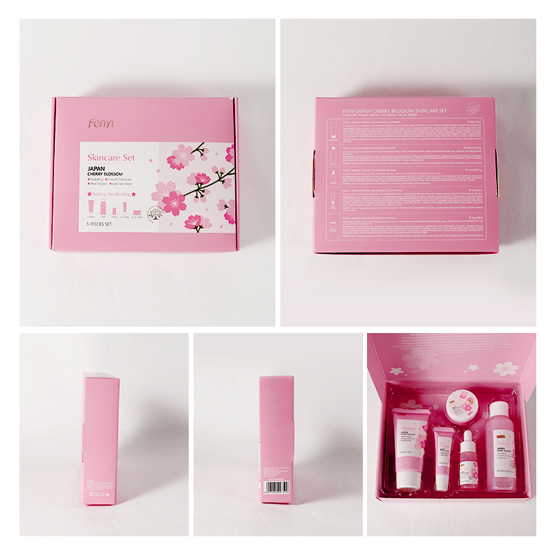Factory wholesale of cross-border feiyi new product Japanese cherry blossom skin care Set 5-piece facial care set box Application Scenario