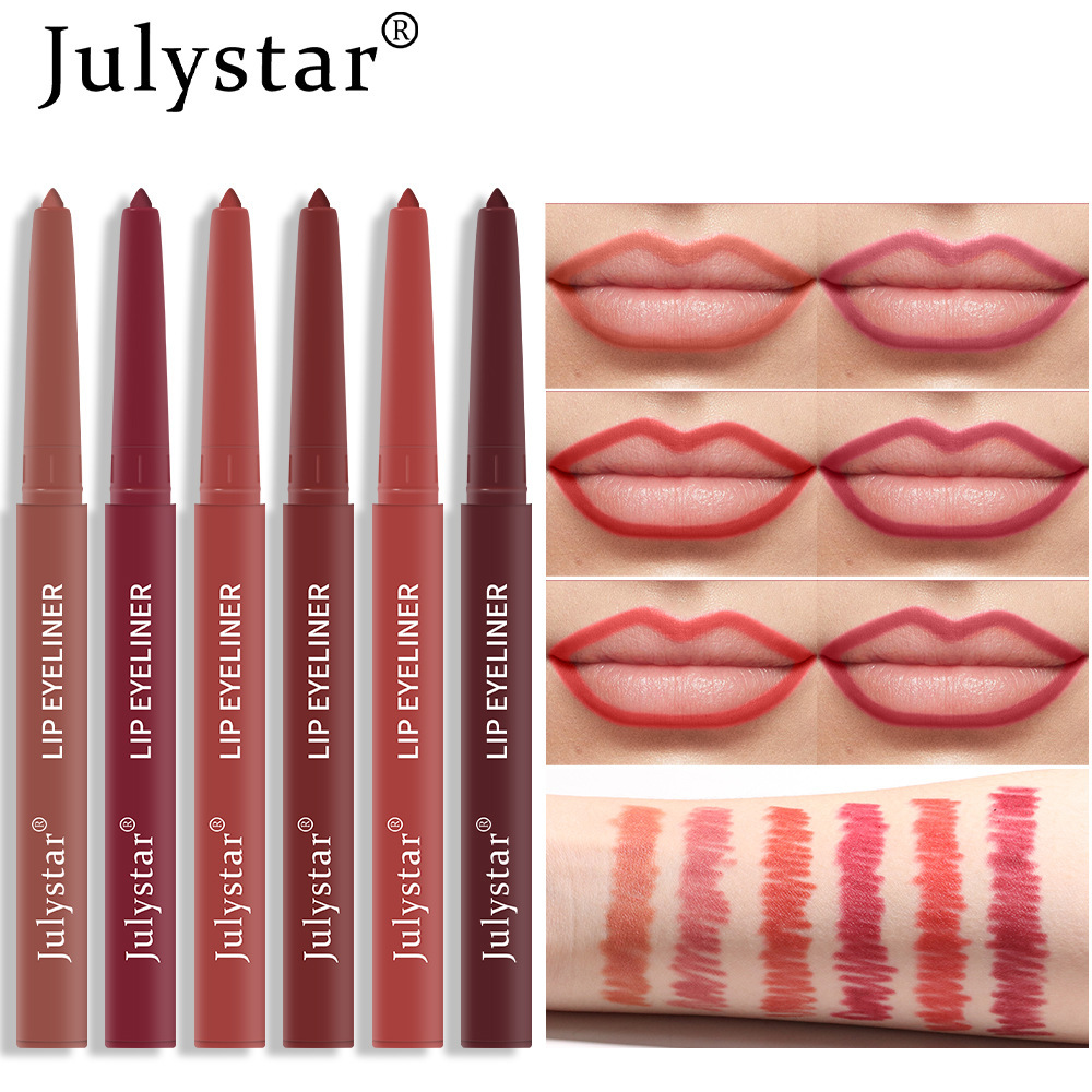 Julystar non-fading automatic lip liner pen, matte multi-color export lip gloss and lipstick pen from Europe and America details Picture