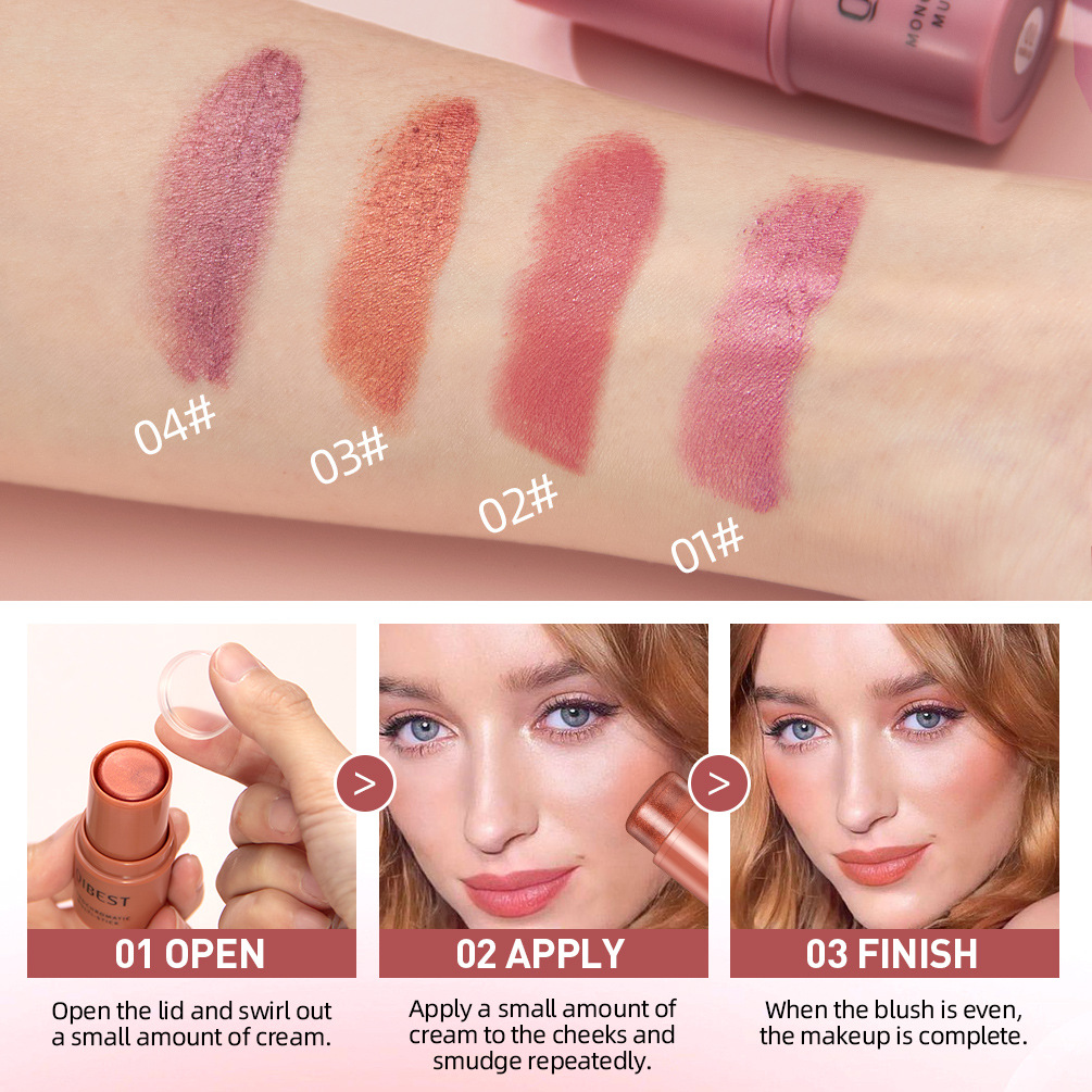 QIBEST Multi-functional Makeup Stick: Eye Eyeshadow, High Gloss, pearlescent, Slightly Sparkling, Fine Sparkling Blush, Face and Lip Makeup details Picture