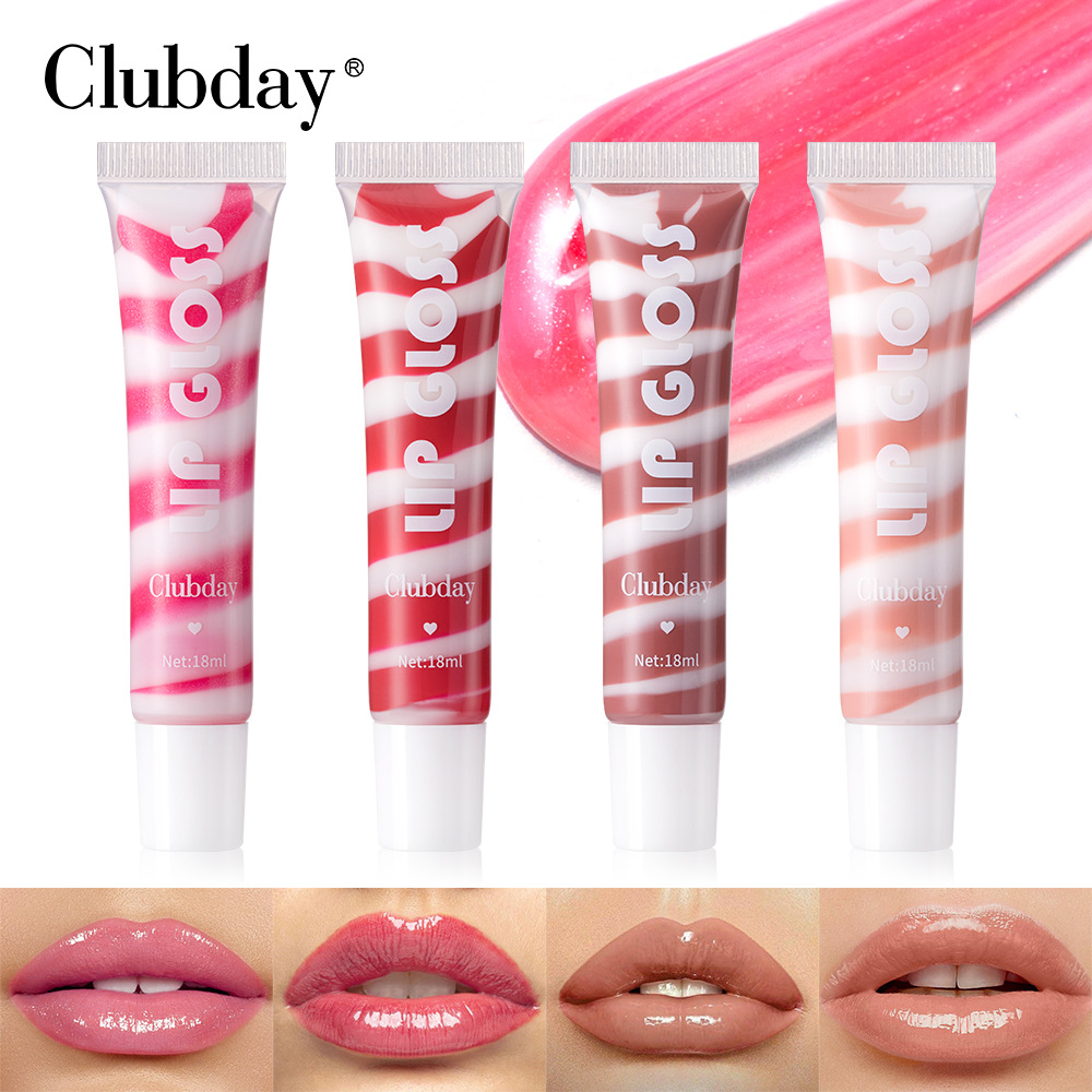 Clubday's soft tube pearlescent Fine Shimmering Moisturizing and Nourishing spiral fruit-flavored Lip gloss in 4 colors, long-lasting and easy to color, cross-border bestseller Application Scenario
