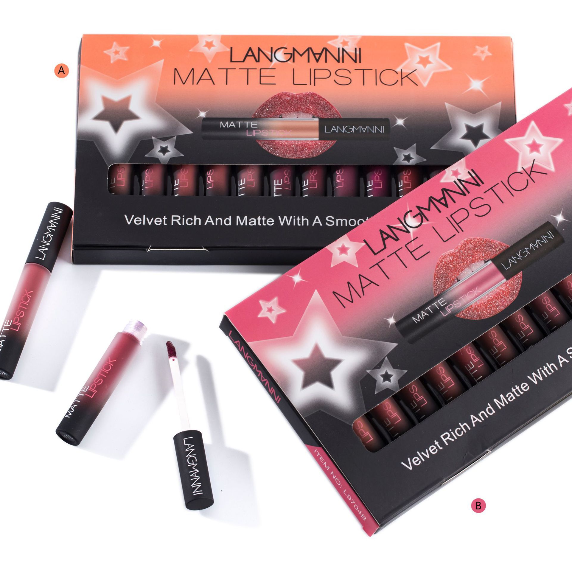 Langmanni Non-stick Cup matte Lip Gloss Set Liquid lipstick Specification drawing