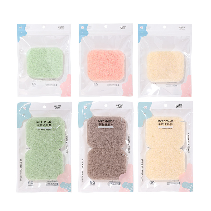 LMLTOP square honeycomb mesh facial cleanser, facial cleanser tool, cleaning sponge, water-soaked large facial cleanser SY771 Item Picture