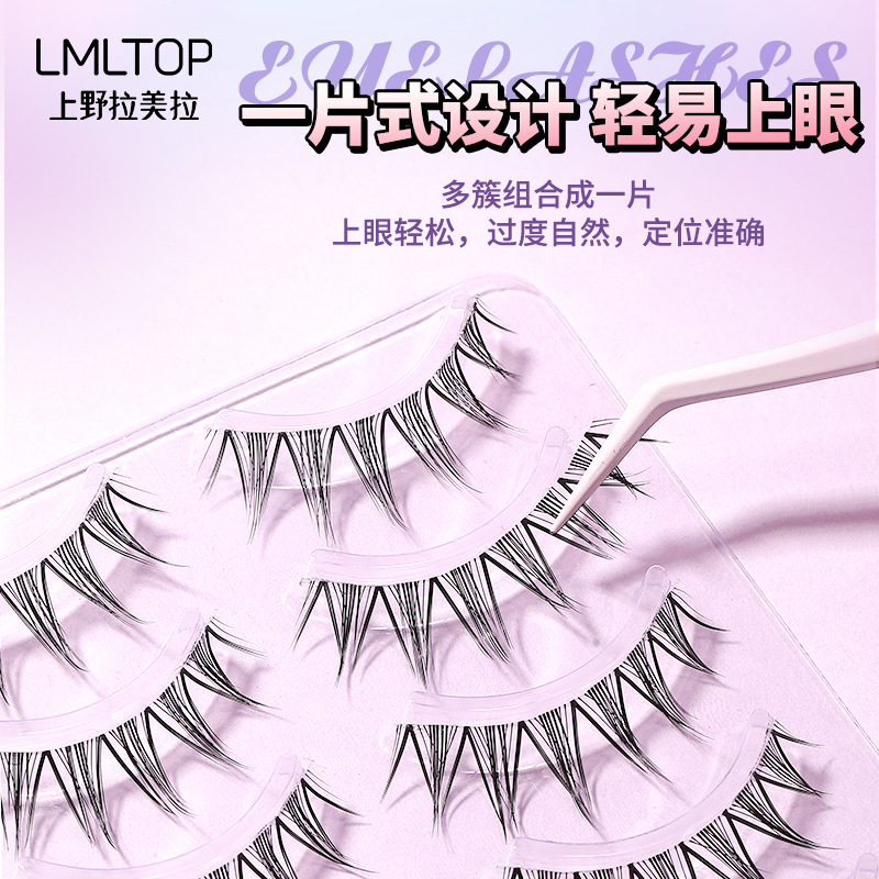 LMLTOP False eyelash one-piece 5-pair set Comic Barbie eyelash Sunflower transparent stem eyelash SY917 Specification drawing