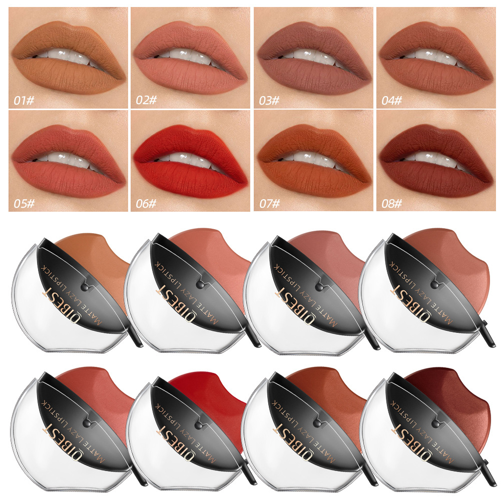 QIBEST Lazy Lip Lipstick is not easy to fade, has a long-lasting matte finish, and does not stick to the rim of the cup. Wholesale details Picture