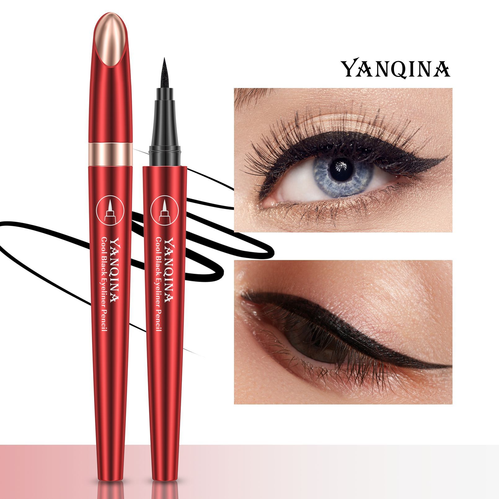New Yanqina quick-drying eyeliner pen, waterproof, sweat-proof, non-smudge ultra-fine eyeliner liquid pen, wholesale cross-border cosmetics details Picture