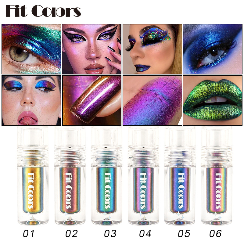 Fit Colors Optical Chameleon Eyeshadow Liquid, Light-changing high-gloss film-forming Eyeshadow Liquid Lip Gloss full figure