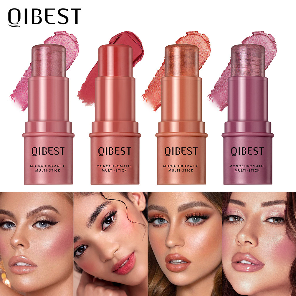 QIBEST Multi-functional Makeup Stick: Eye Eyeshadow, High Gloss, pearlescent, Slightly Sparkling, Fine Sparkling Blush, Face and Lip Makeup full figure