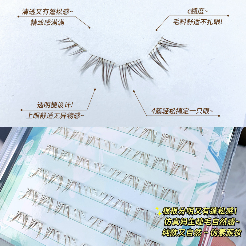 Mengjie Shangpin large-capacity color brown glue-free caramel Polaris Brown single-cluster segmented photogenic false eyelashes Specification drawing