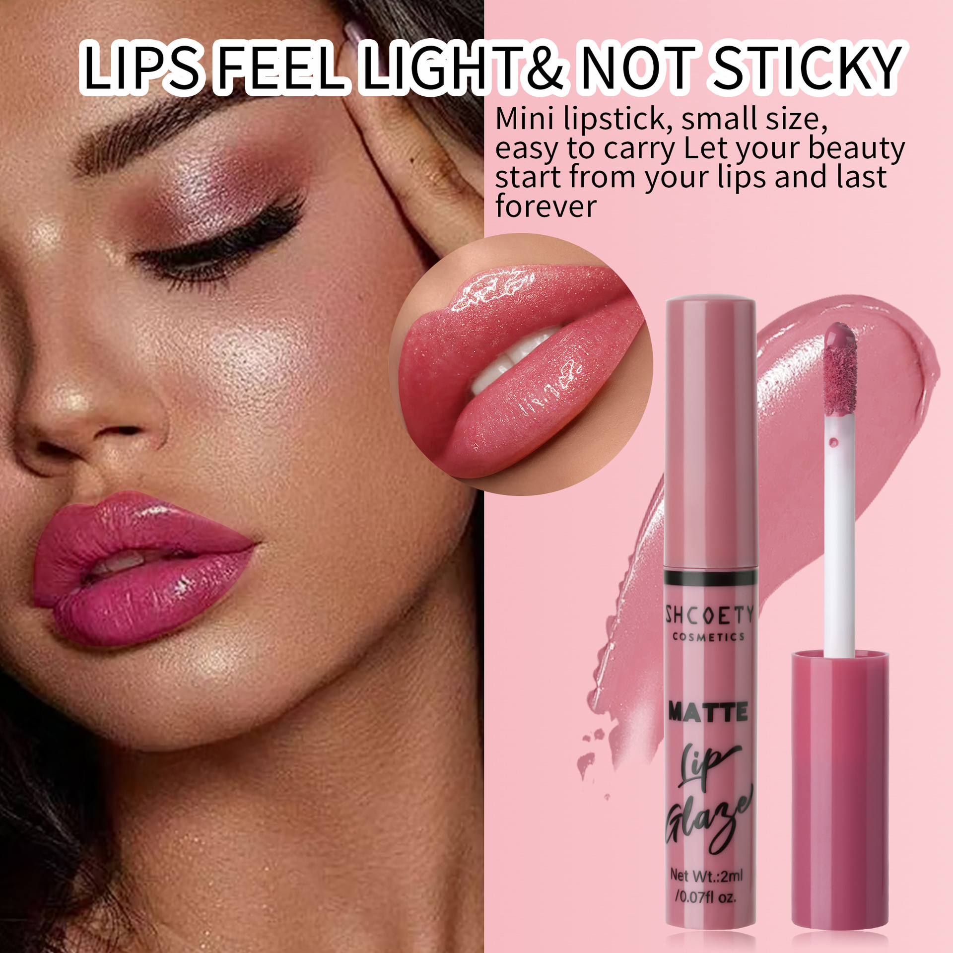 SHCOETY Cross-border matte Fine Sparkling Lip Gloss Long-lasting non-stick cup non-fading European and American nude lipstick lip gloss wholesale details Picture