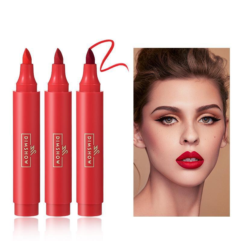 Cross-border DIMSHOW lipstick, water lip liner, lip gloss pen, matte finish, not easy to stick to cups, dye lip liquid Application Scenario