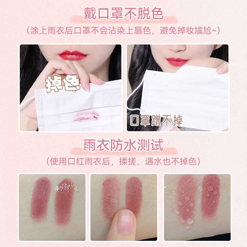 NOVO Smooth Mist raincoat Lipstick Waterproof setting, one-coat film not easy to stick to the cup, lock lip color lipstick wholesale Application Scenario