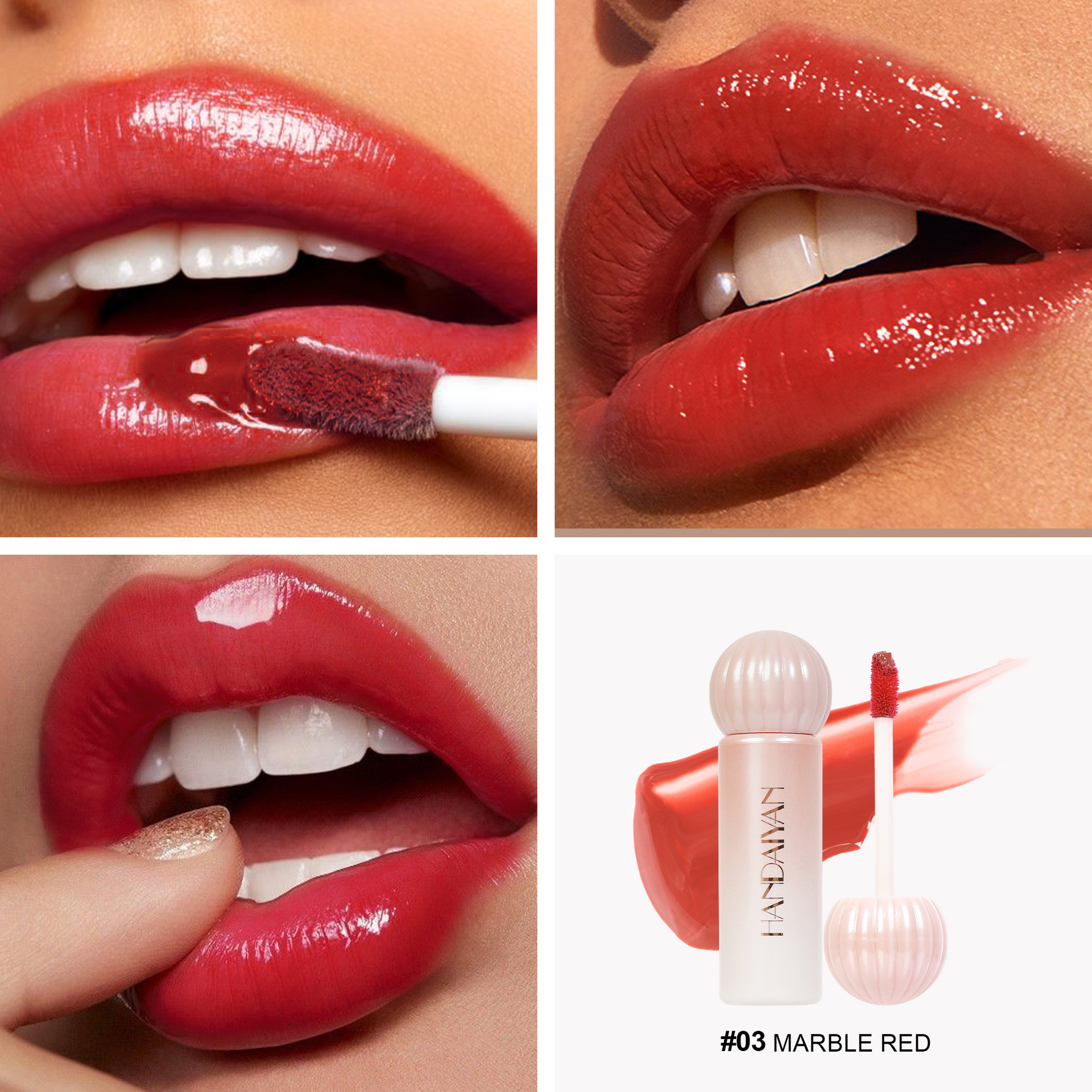 HANDAIYAN is easy to color, hydrating, moisturizing and long-lasting mirror lip dye, lipstick, water, smooth dyeing lip gloss and lip gloss details Picture