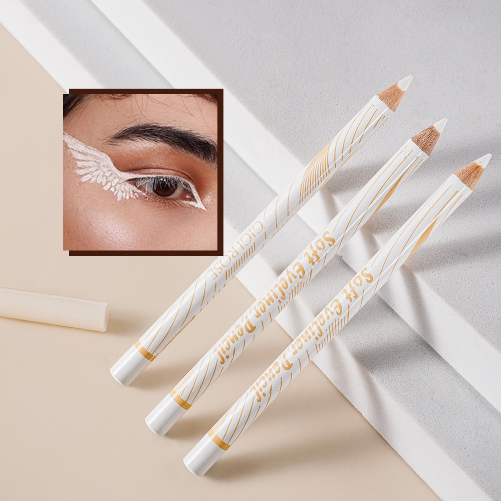 GIGIROSE's white eyeliner pen, a horizontal pencil, brightens the eyes, is water-resistant and sweat-resistant, and does not easily smudge. It is an artistic line sculpture full figure