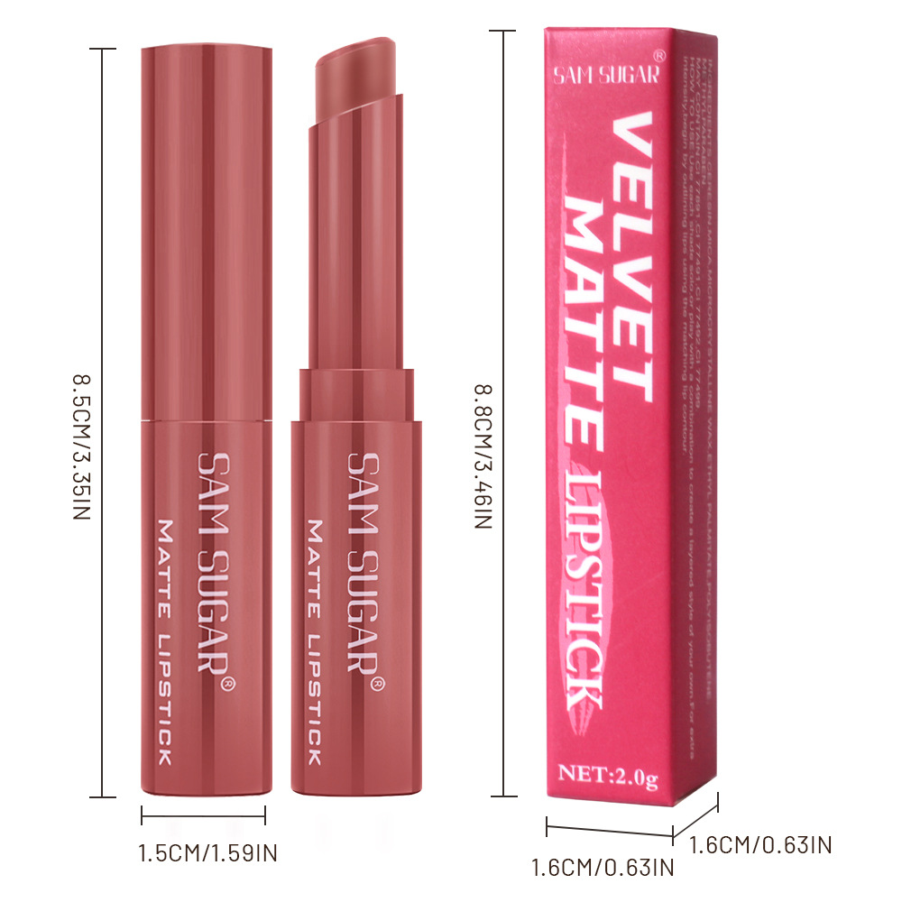SAM SUGAR 6-color velvet matte Lipstick pen Easy to apply bevel rotating Lipstick Item Picture