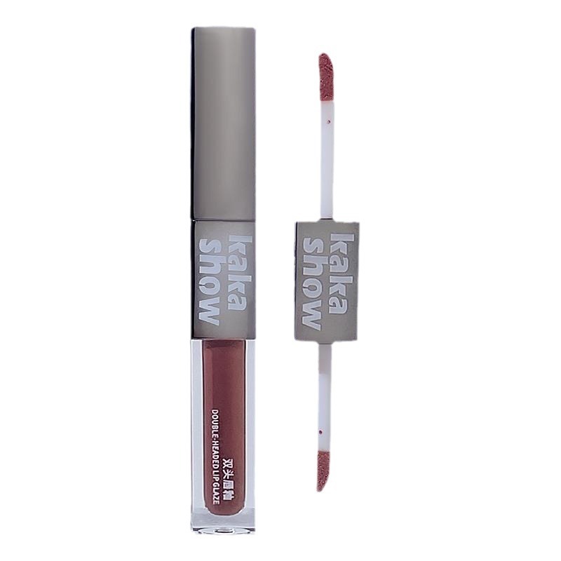 KAKASHOW double-head lip gloss does not fade or stick to water, with a glossy mirror surface and a matte finish. It's an affordable alternative for students Item Picture
