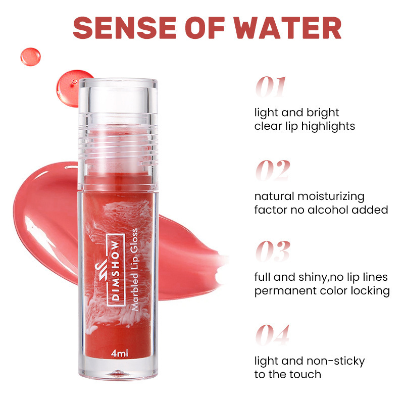 Marble-textured mirror lip gloss, essence lip mask, honey, easy to color lip gloss details Picture