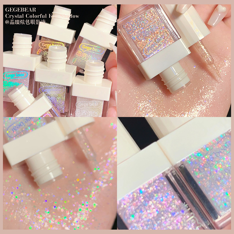 Gege bear Goge Little Bear Crystal Dazzling Color Eyeshadow Liquid, High-gloss Sparkling Fine Sparkling Sparkling Sequin Liquid Eyeshadow details Picture