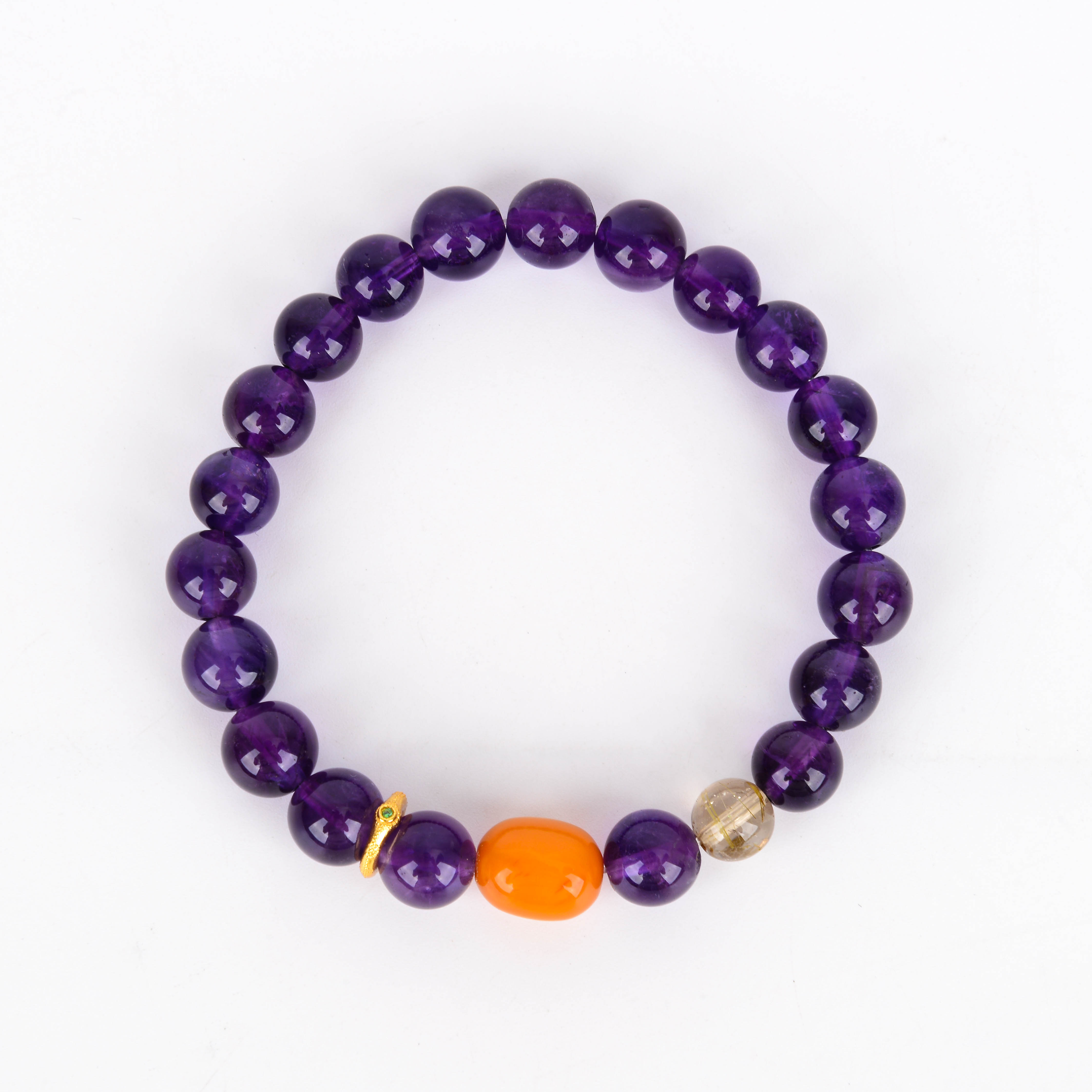 天然胶花圆珠手串 天然锦鲤胶花红黄胶花胶花手链批发