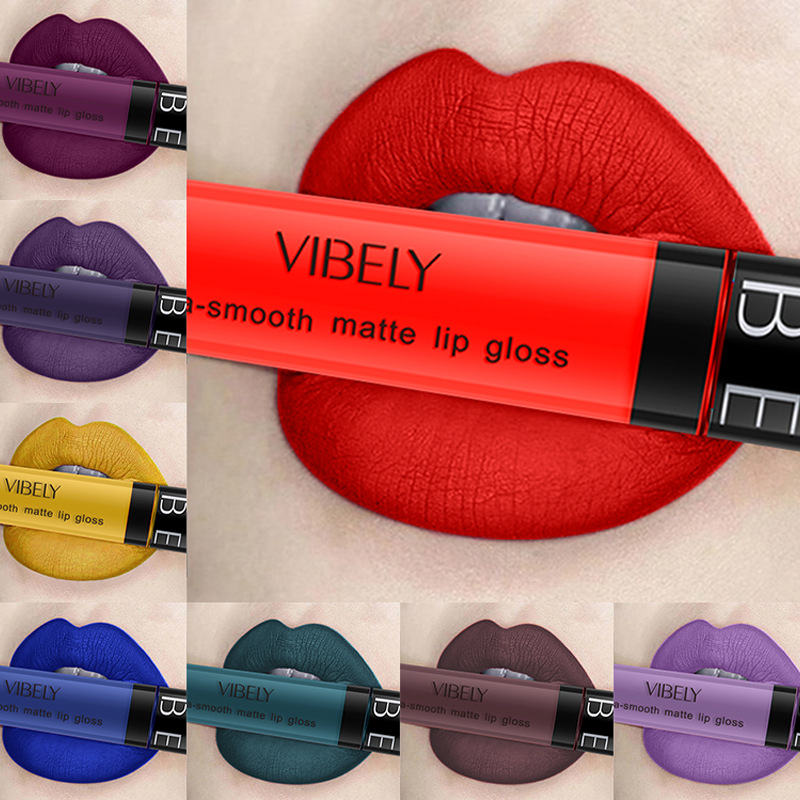 VIBELY Cross-border Makeup Amazon matte non-stick cup lip gloss Non-fading long-lasting liquid Lipstick Export version Specification drawing