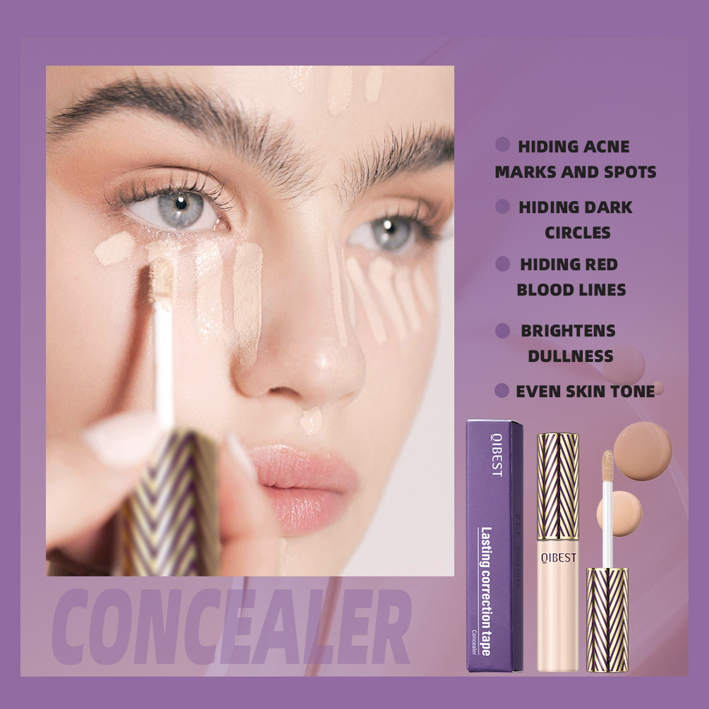 QIBEST Concealer is waterproof, sweat-proof, long-lasting, and does not easily smudge. It can cover pigmentation, acne marks, fade dark circles, and is a contouring liquid details Picture