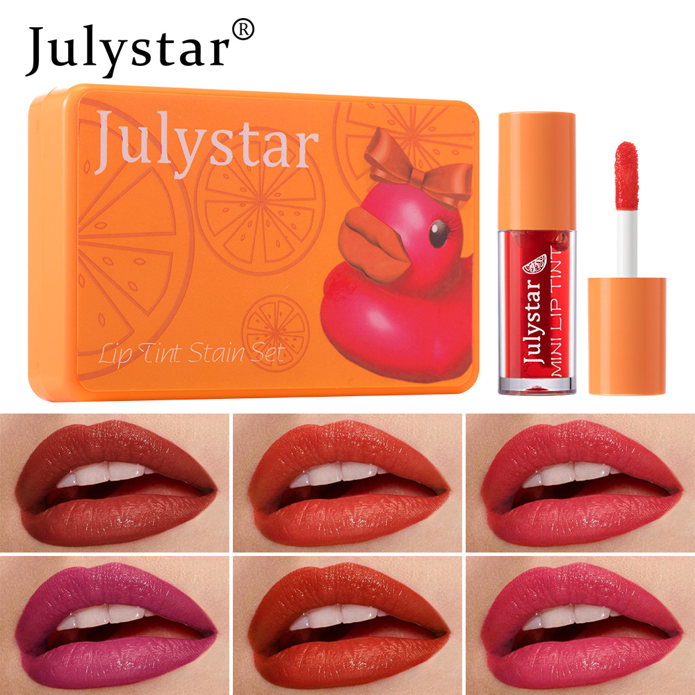 Julystar Cartoon Pattern Duck Lipstick Water Dye Lip Gloss 6-piece Set Lip Gloss full figure
