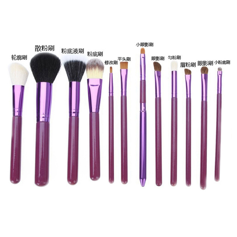 Wholesale of foreign trade quality products: 12-piece makeup brushes, wool cylinder makeup brush sets, 12-piece cylindrical makeup brushes, makeup tools Specification drawing
