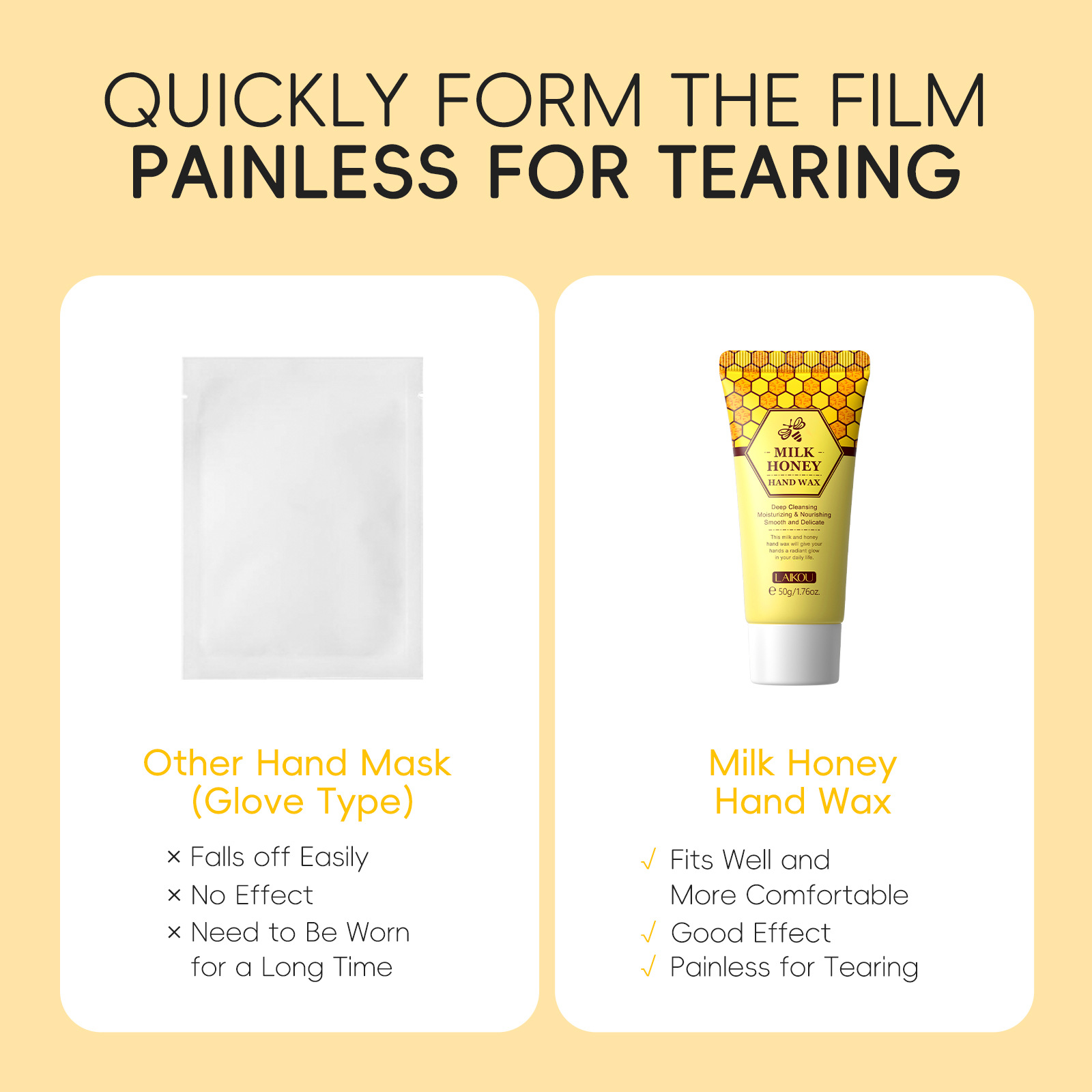 Cross-border English version LAIKOU Honey Milk Hand Wax 50g Hand Mask Moisturizing, hydrating and hydrating Autumn and winter manufacturer in stock Application Scenario
