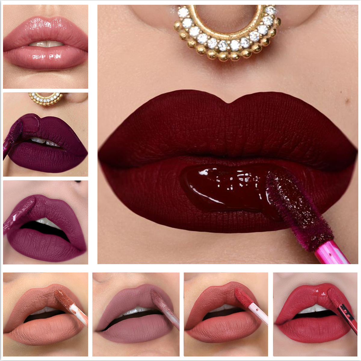 ENGBO matte lip gloss does not stick to the rim red, is waterproof and does not smudge. Lip oil for cross-border e-commerce beauty products, European and American style full figure