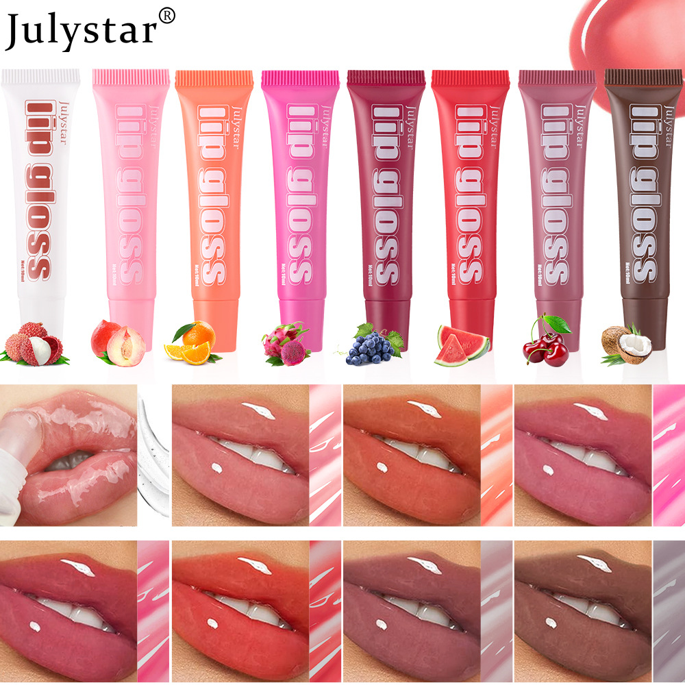 Julystar's best-selling Lip Moisturizing Fruit-flavored Lip Gloss 4-tube Set, Lip Gloss Moisturizing and Hydrating Lip Oil Makeup details Picture