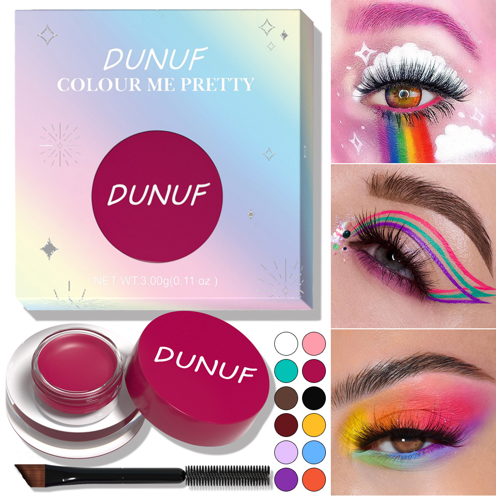 DUNUF 12 Face Color Waterproof Eyeshadow Long-lasting Eyeliner Matte Gloss Eyebrow Dye Universal Note Disclaimer full figure