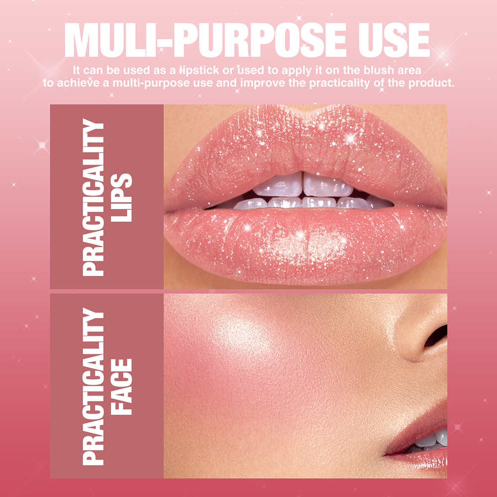 LANGMANNI Seven-color Gothic pearlescent lipstick is a multi-functional lipstick for both lips and cheeks details Picture