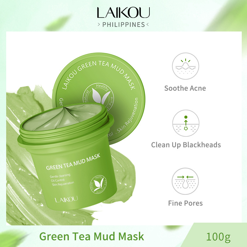 Cross-border new product laikou Green Tea Mud Mask 100g Cleansing, hydrating and Moisturizing Mask mud wholesale full figure