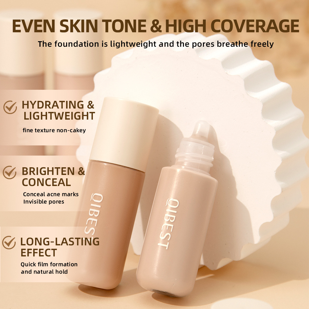 QIBEST Foundation is sweat-proof, does not easily smudge, controls oil, provides concealer and long-lasting makeup, is waterproof, and is suitable for dry and oily skin Specification drawing