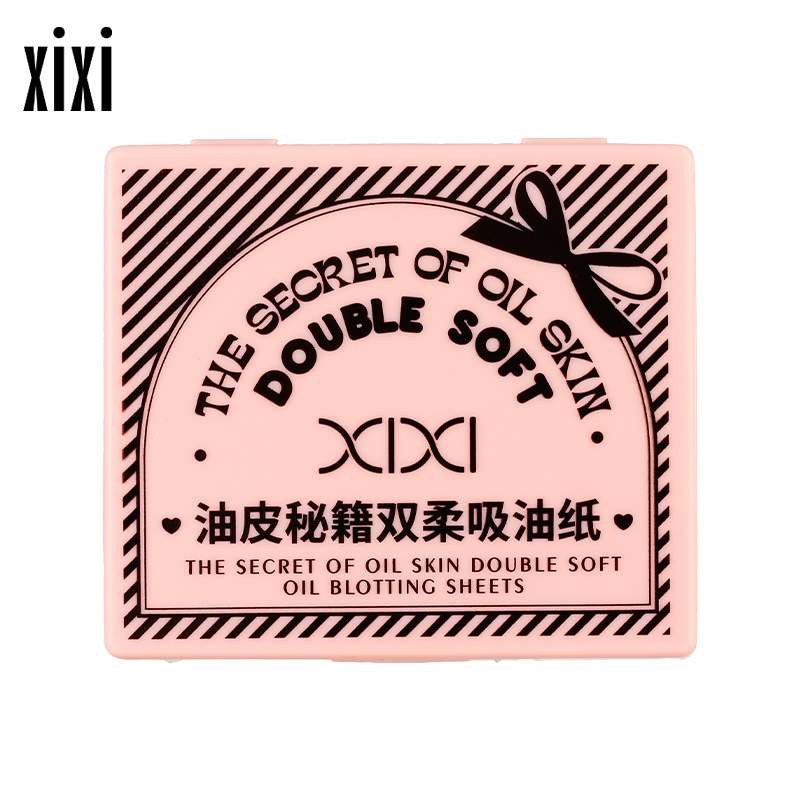xixi Oil-absorbing Paper comes with a powder puff, touch-up makeup mirror, and is a portable oil-removing and oil-absorbing facial tissue that is both oil-controlling and refreshing Item Picture