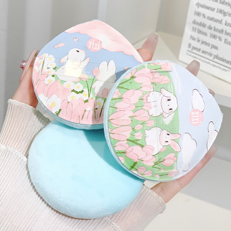 xixi setting powder puff, flocking air cushion, velvet surface loose powder, honey powder, setting powder compact, thickened makeup sponge, not easy to absorb powder details Picture