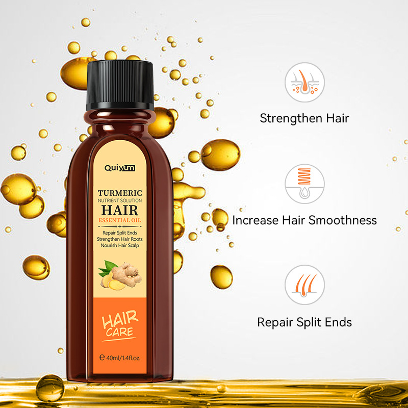 Cross-border supply QUIYUM turmeric Hair Care essential oil wholesale, a brand manufacturer for smooth, dry and shiny hair Specification drawing