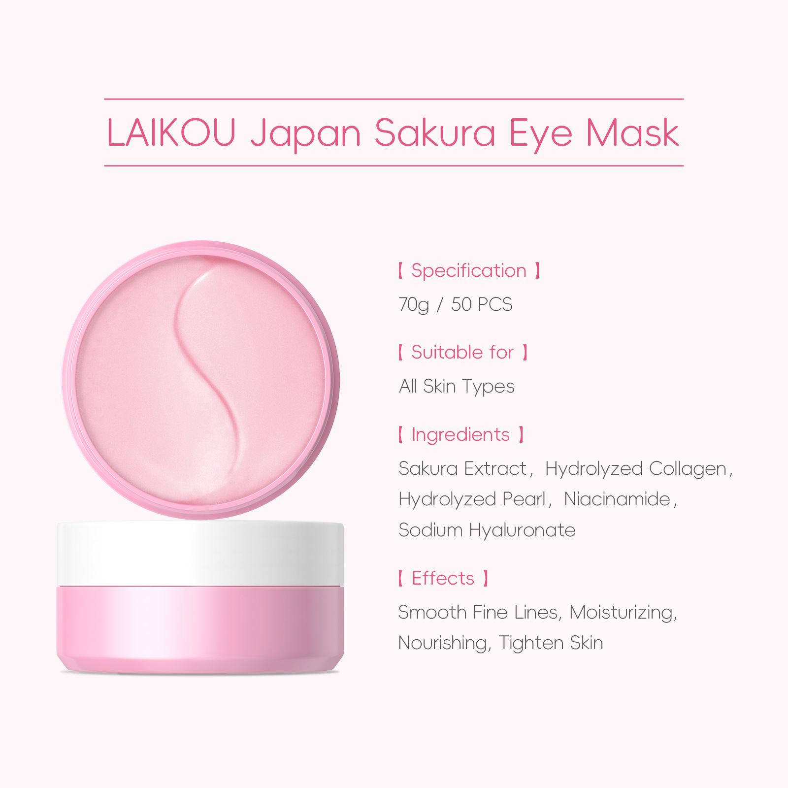 Cross-border LAIKOU Sakura Eye Mask 50 pieces - Wholesale of eye care products for moisturizing and hydrating around the eyes Application Scenario