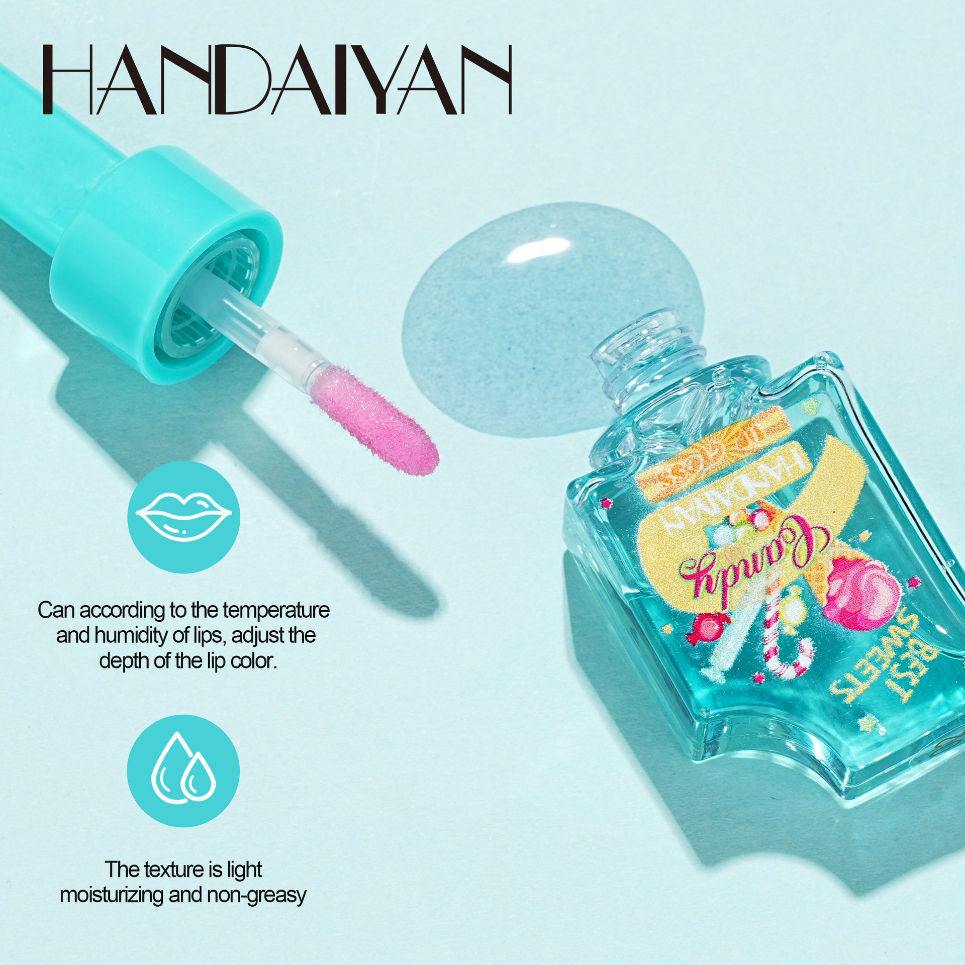 handaiyan Han Daiyan Cross-border Ice Cream Moisturizing Lip Oil Moisturizing Transparent Pearlescent Color-changing Lip Gloss full figure