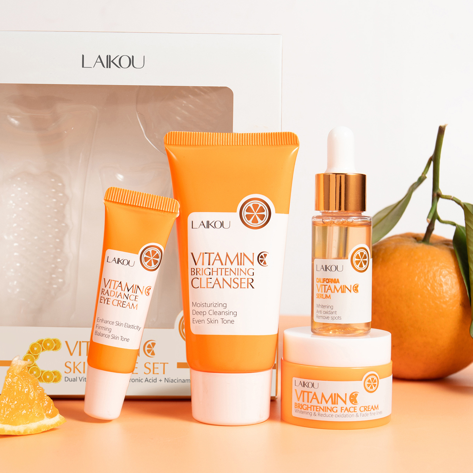 Cross-border Laicome Vitamin c skin care Set, hydrating and moisturizing manufacturer, fda cosmetics, facial skin care products in stock full figure